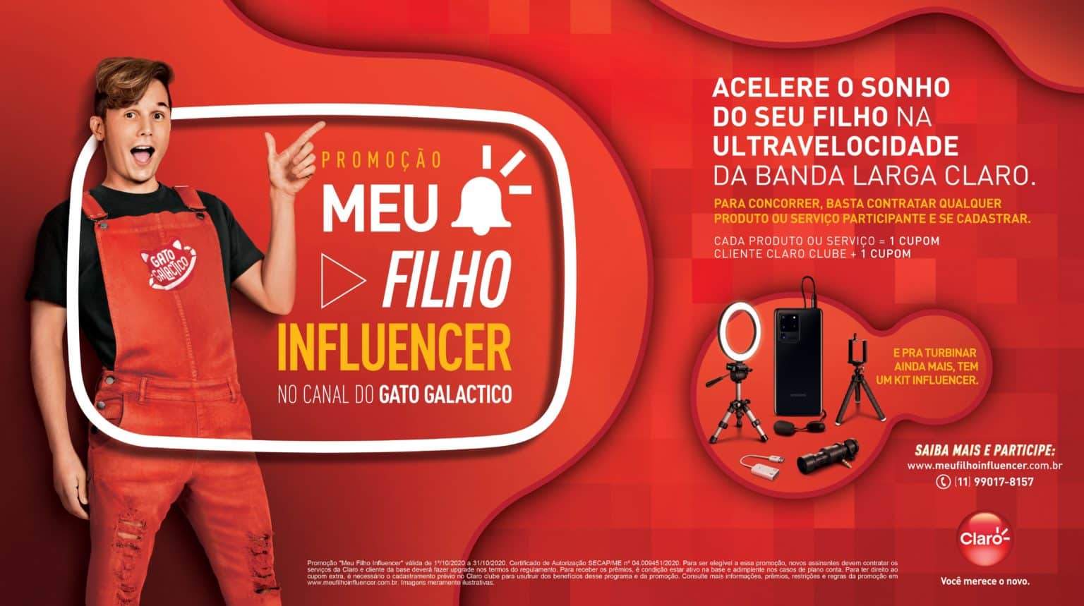 No mês das crianças, Claro cria promoção 'Meu Filho Influencer'.
