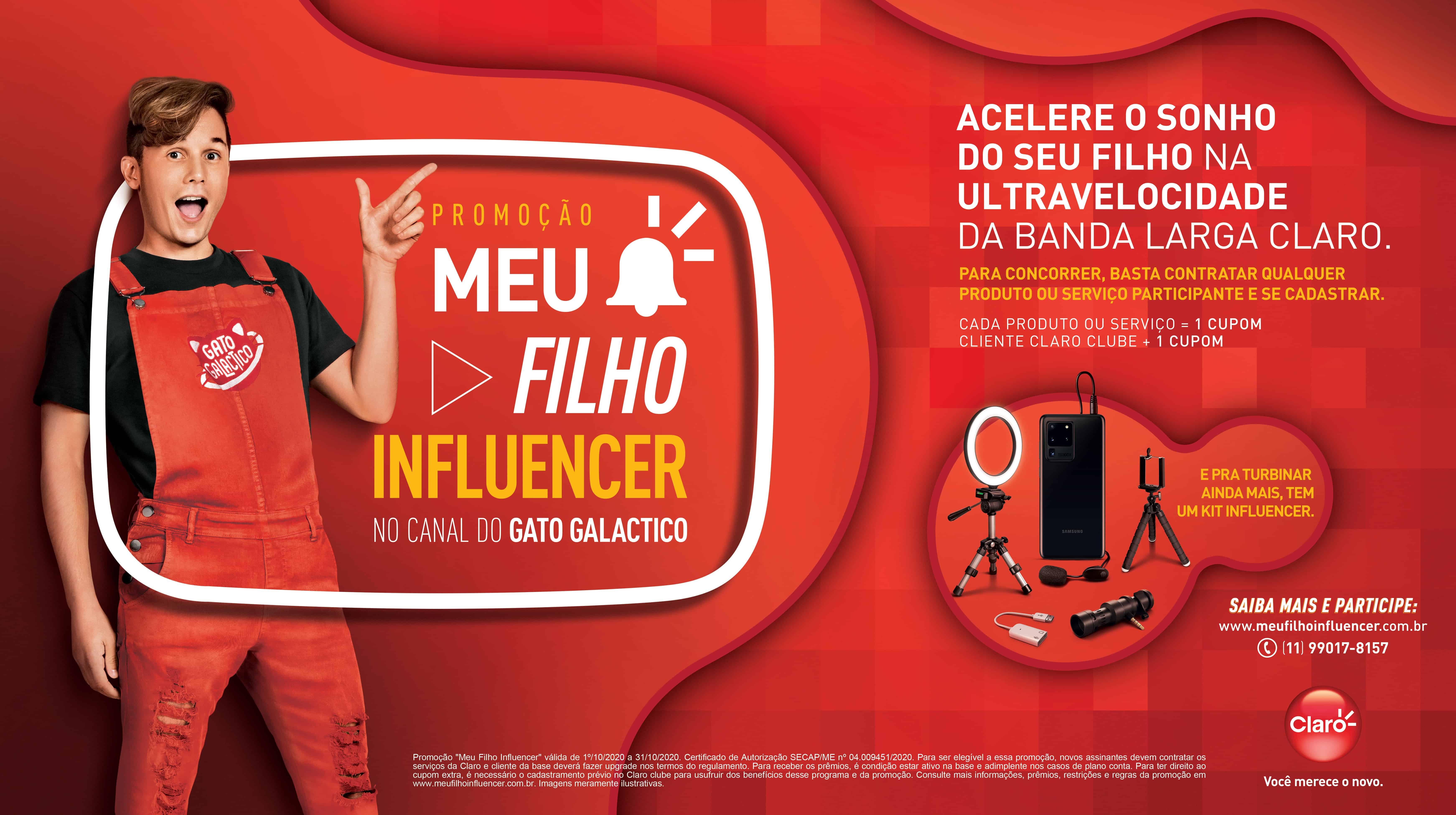 No mês das crianças, Claro cria promoção 'Meu Filho Influencer