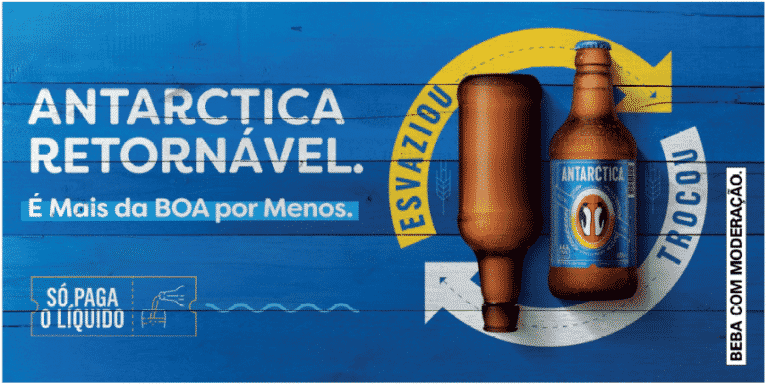 Cerveja Antarctica estimula o uso de garrafas retornáveis.