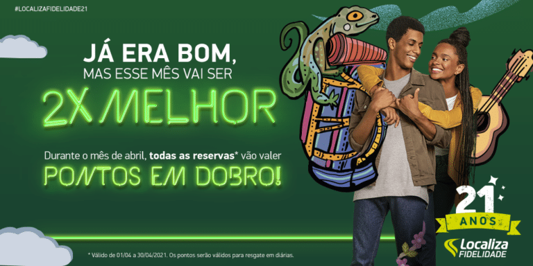 Programa de pontos da localiza completa 21 anos