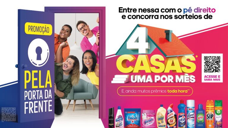 A Reckitt Hygiene Comercial lança neste mês a campanha "Pela Porta da Frente", premiando com uma casa por mês e diversos prêmios por hora.