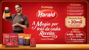Harald lança promoção estrelada pelo chef confeiteiro Lucas Corazza.
