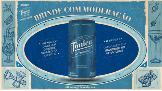 A Ambev, junto com sua marca Tônica Antarctica, lança projeto "Brinde com Moderação", seu primeiro concurso de drinques sem álcool do Brasil.
