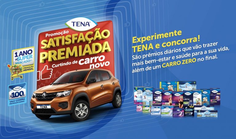 A TENA, marca de produtos para incontinência urinária que pertente ao grupo Essity, cria a ação "Promoção Satisfação Premiada - Curtindo de Carro Novo", que irá sortear vários prêmios para os consumidores, entre eles um carro zero quilômetro.