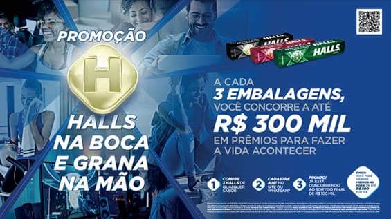 Halls acaba de lançar a promoção "Halls na Boca e Grana na Mão" que irá sortear mais de R$ 300 mil em prêmios até o dia 31 de outubro.