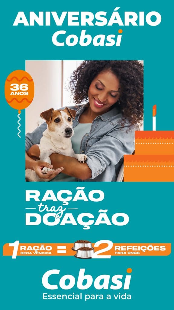 Cobasi comemora 36 anos com campanha de doação de ração.