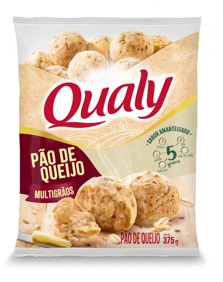 Qualy lança o pão de queijo multigrãos, com receita composta por dois tipos de queijos, minas e parmesão, além da adição de diversos grãos.