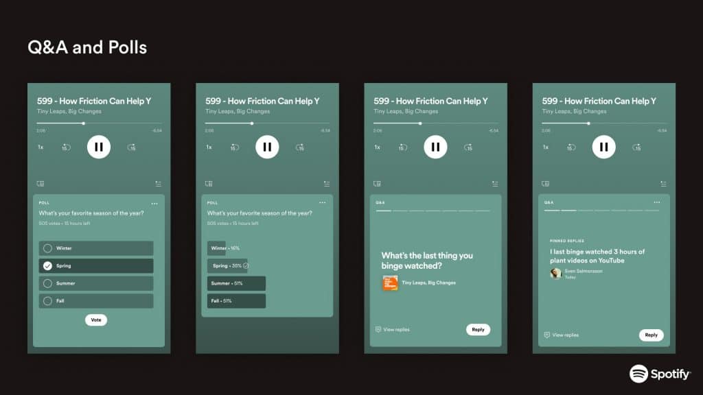 O Spotify apresenta duas ferramentas inéditas, de Perguntas e Respostas, para trazer ainda mais interatividade aos podcasts.