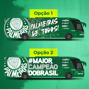 A wemobi e o Palmeiras convocam os torcedores para escolherem o novo ônibus que irá transportar a equipe masculina profissional de futebol.