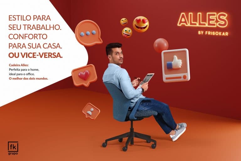 O FK Grupo acaba de lançar Alles Frisokar, uma aguardada cadeira multifuncional, que foi pensada para casa e para o escritório.