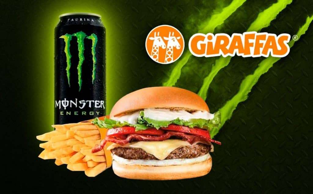 Giraffas e Monster Energy se unem a fim de oferecer combos especiais com bebidas energéticas, começando com nove restaurantes em São Paulo.