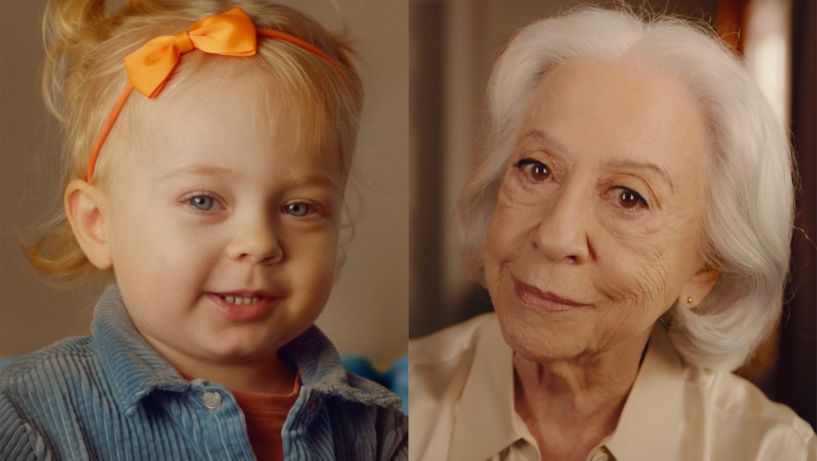 Fernanda Montenegro e bebê Alice estrelam campanha de fim de ano do Itaú.