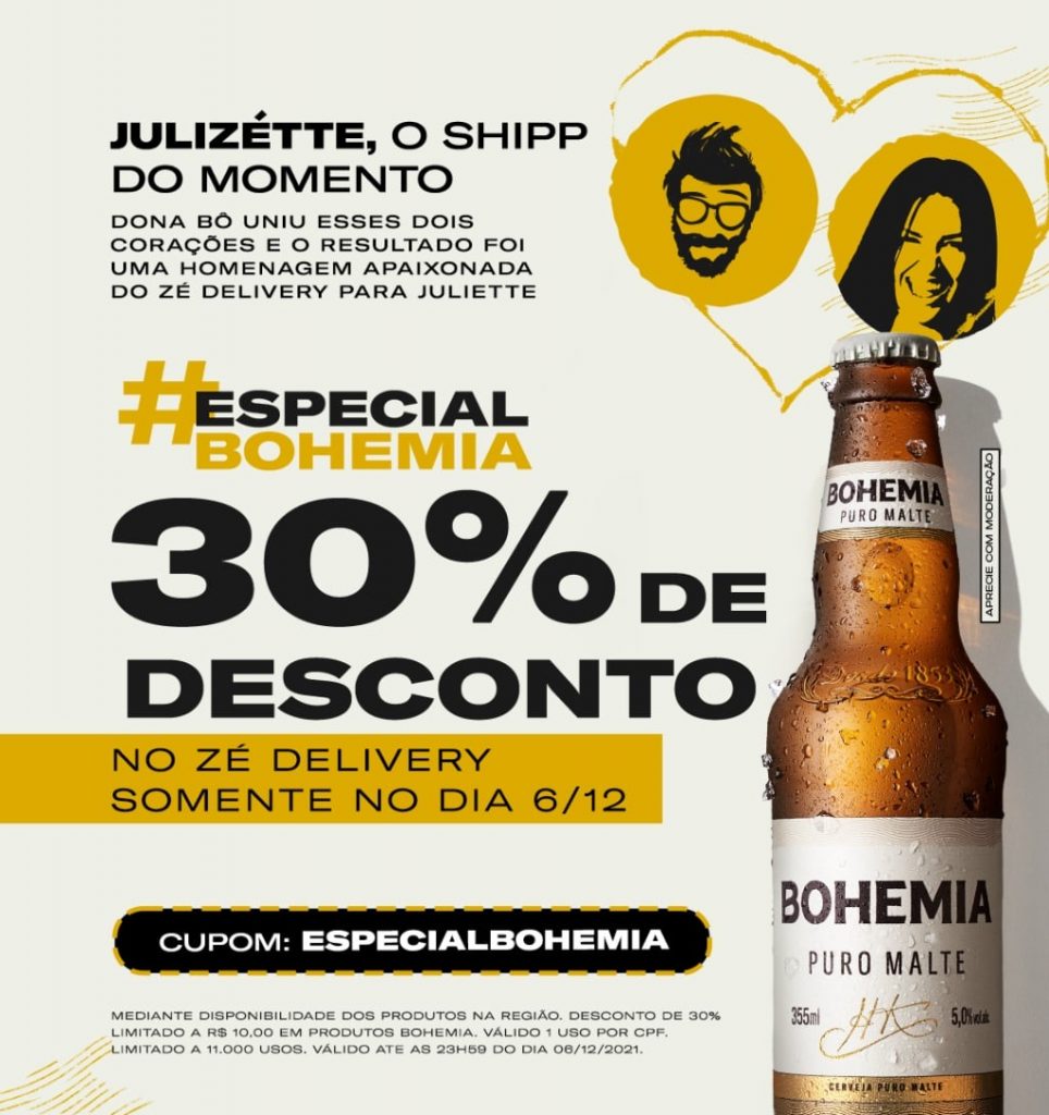 Bohemia traz campanha em parceria com o Zé Delivery, um dos maiores aplicativos especialistas em entrega de bebidas da América Latina.