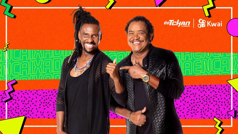 O grupo de pagode baiano É O Tchan anuncia sua nova música no Kwai, aplicativo de criação e compartilhamento de vídeos curtos.