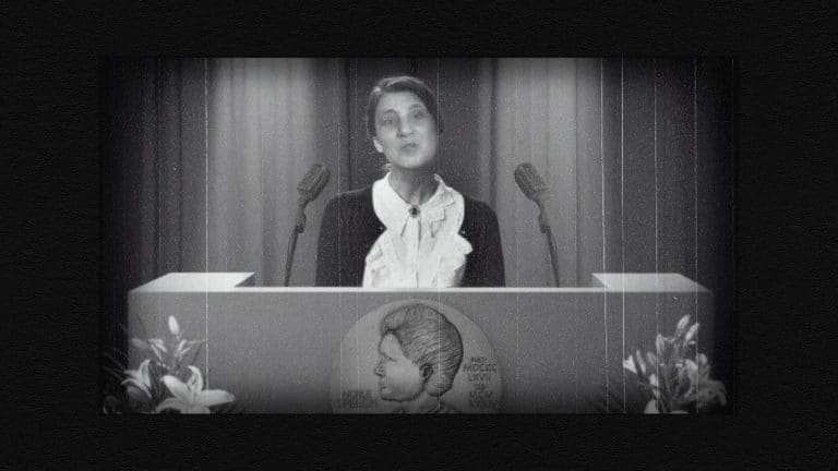 Studio Nuts recria rostos das cientistas Esther Lederberg e Lise Meitner, que morreram em 2006 e 1968, para a campanha "The Noble Speech".