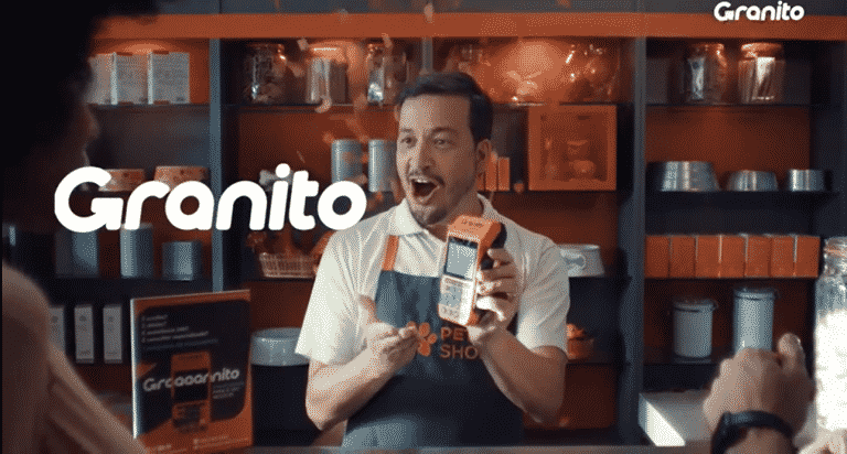 Granito Pagamentos comemora de forma bem-humorada cada venda junto com os estabelecimentos.