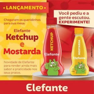 Cargill entra no mercado de condimentos com novos ketchup e mostarda Elefante.