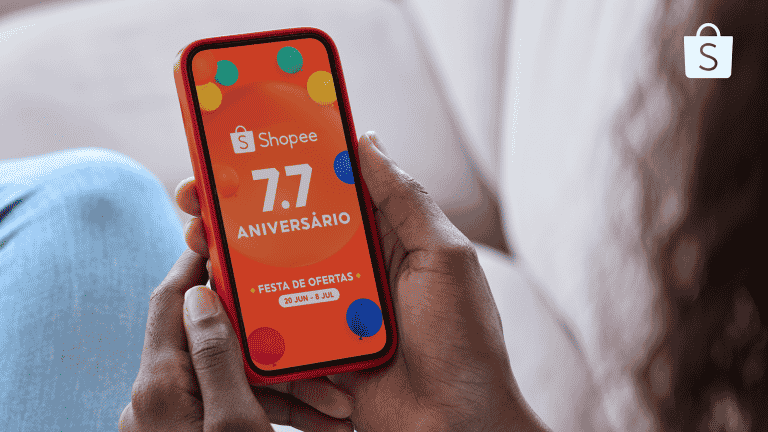 A Shopee, plataforma de comércio eletrônico que conecta vendedores, marcas e consumidores, promove a campanha "7.7 Aniversário Shopee".