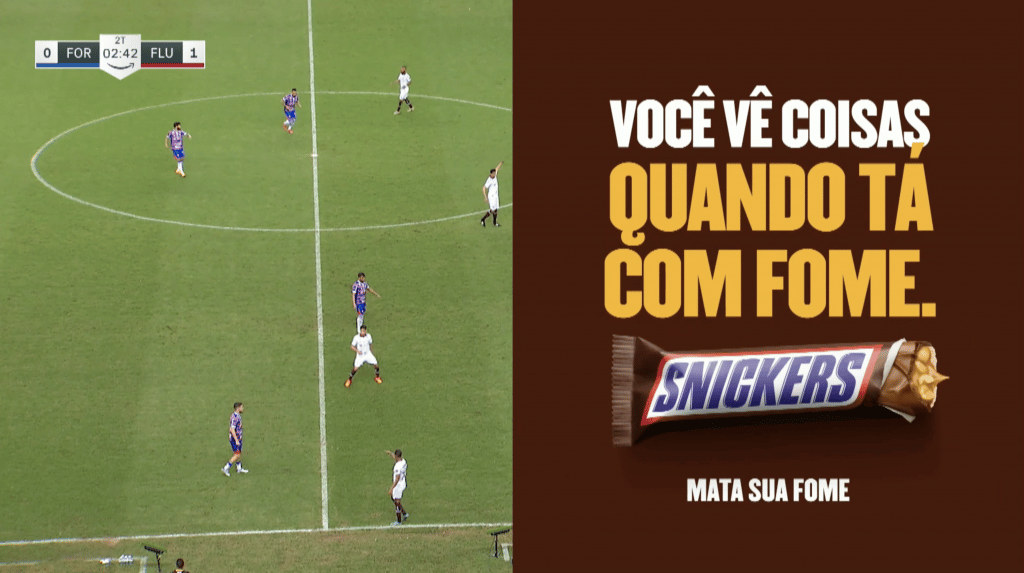 Durante o jogo das quartas de final da Copa do Brasil entre Fortaleza e Fluminense, SNICKERS deu continuidade ao seu posicionamento global.