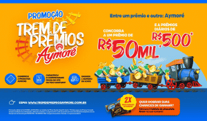 Promoção 'Trem de Prêmios Aymoré' sorteia prêmios diários de julho a setembro.