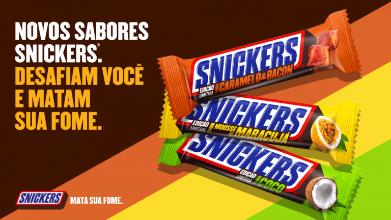 A narrativa da nova campanha digital de lançamento das novas versões de SNICKERS é "Diga o que pensa, mas prove primeiro para ter certeza".