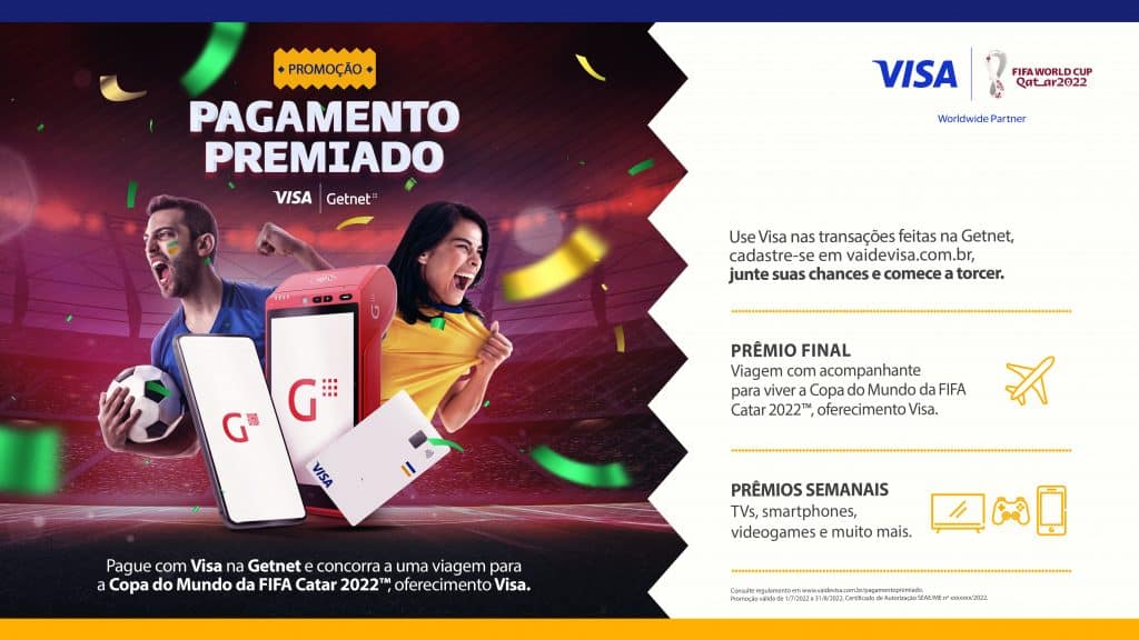 A Visa, parceira da FIFA, e a Getnet, empresa do grupo global PagoNxt, acabam de anunciar o lançamento da promoção "Pagamento Premiado".