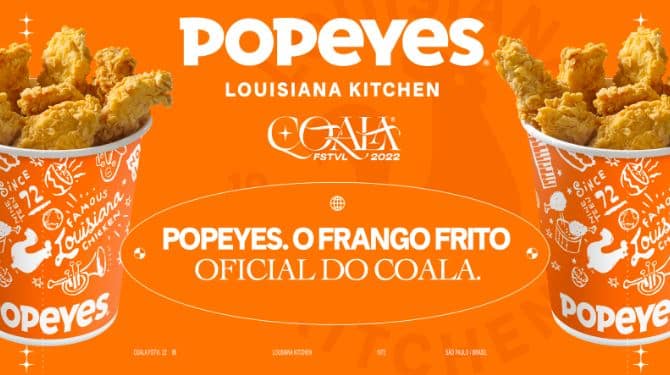 POPEYES, marcas de fast food, estreia no universo da música e anuncia que estará presente na 8ª edição do Coala Festival.