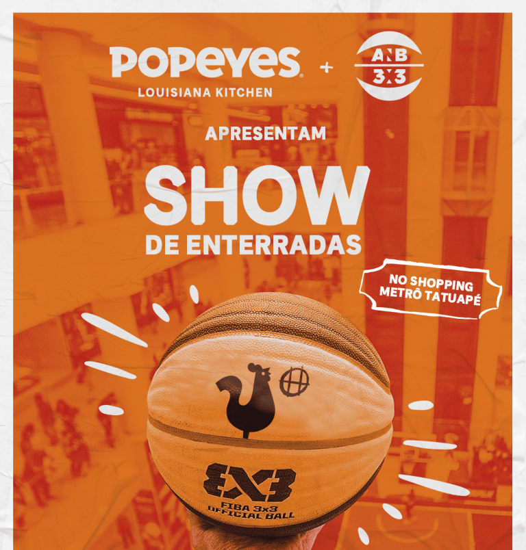 A POPEYES mergulha mais uma vez no mundo dos esportes e patrocina a Liga ANB3X3 de basquete, que ocorrerá nos dias 02, 03 e 04 de setembro.