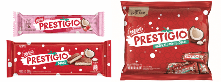 A Nestlé apresenta, para incrementar o portfólio da marca Prestígio, o novo sabor Prestígio Coco com Morango.