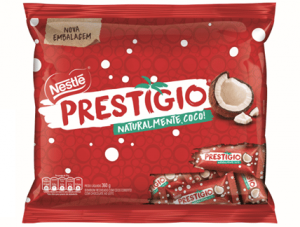 A Nestlé apresenta, para incrementar o portfólio da marca Prestígio, o novo sabor Prestígio Coco com Morango.