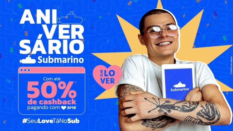 Setembro marca o aniversário do Submarino, que traz as últimas tendências em livros, tecnologia, entretenimento, esporte, etc.