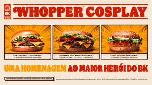 O Burger King, patrocinador da CCXP22, cria uma ação inédita em homenagem ao Whopper, trazendo por tempo limitado o Whopper Cosplay.