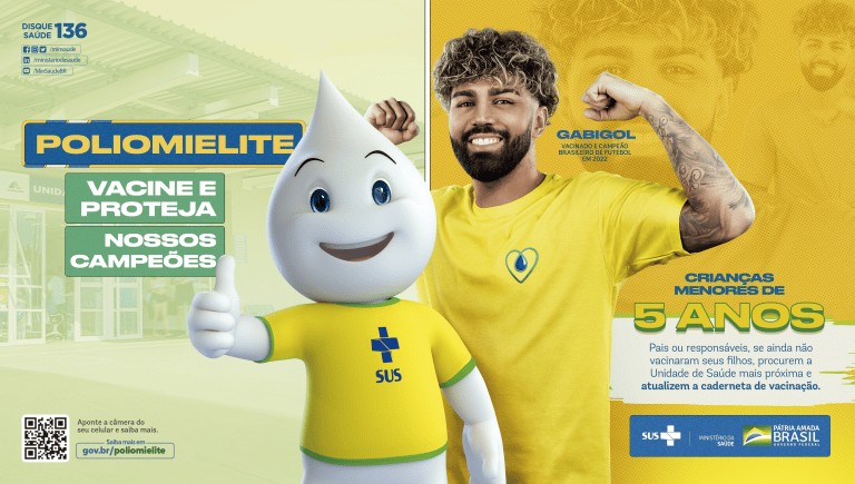 Agência Calia cria campanha para poliomelite, e convoca as crianças menores de cinco anos que ainda não se vacinaram.