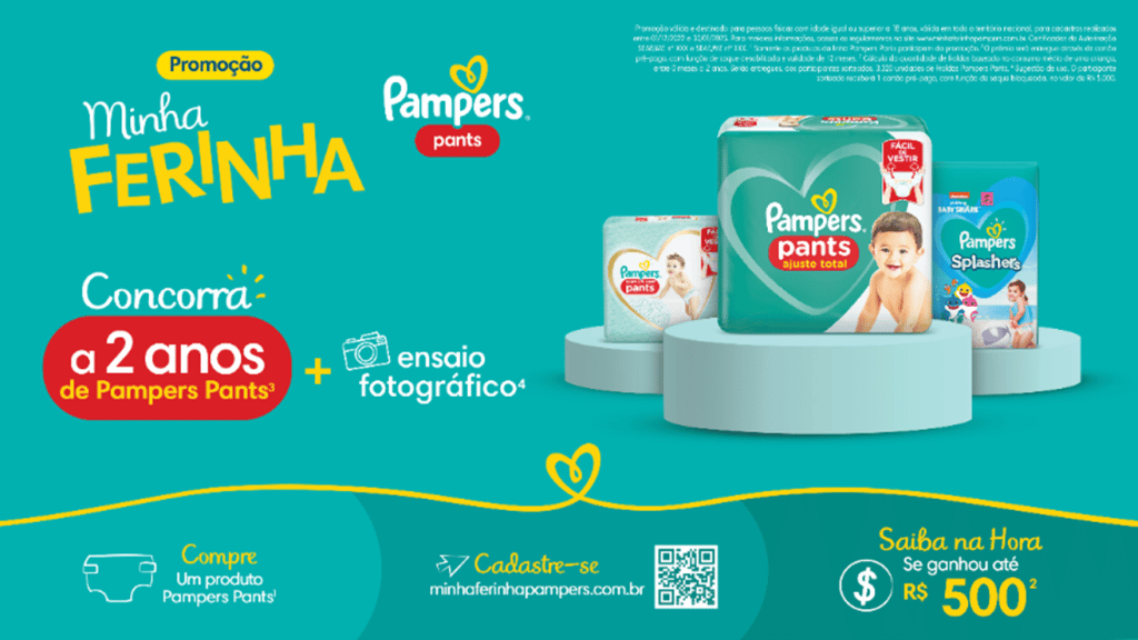 A Pampers, marca da P&G de cuidados com bebês, lança promoção Minha Ferinha com prêmios instantâneos de até 500 reais.