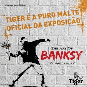 Tiger anuncia que é a cerveja oficial da mais nova exposição sobre o controverso artista Banksy, no Shopping Eldorado.