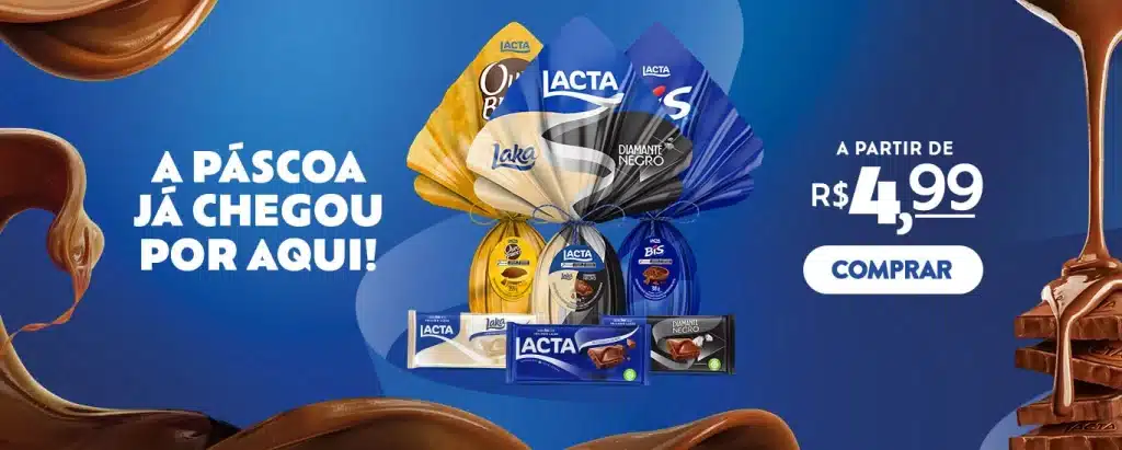 Pioneira em ovos de chocolate, a Lacta estreia página oficial no Mercado Livre como parte da estratégia de vendas online para a Páscoa 2023.