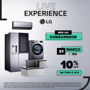 Líder global em eletrônicos de consumo, LG promove uma super Live com produtos de linha branca com ofertas para o mês do consumidor. 