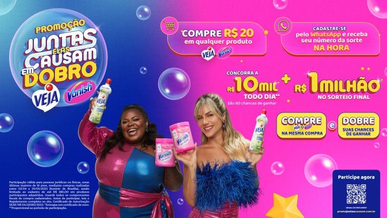 Veja, líder em limpeza de superfícies e com mais de 50 anos no Brasil, e Vanish, especialista em cuidados com as roupas, se unem em promoção.