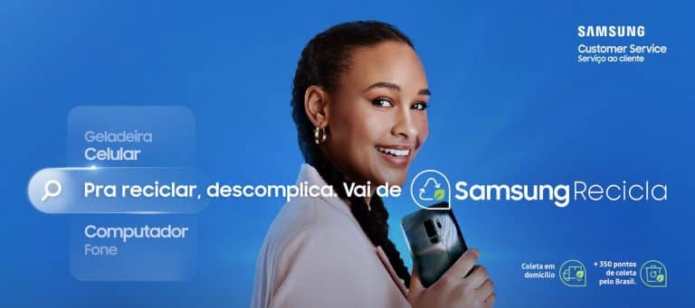 A Samsung anuncia que a Samsung Recicla, presente desde 2017 com o nome Re+, é a nova marca do programa de logística reversa da empresa.