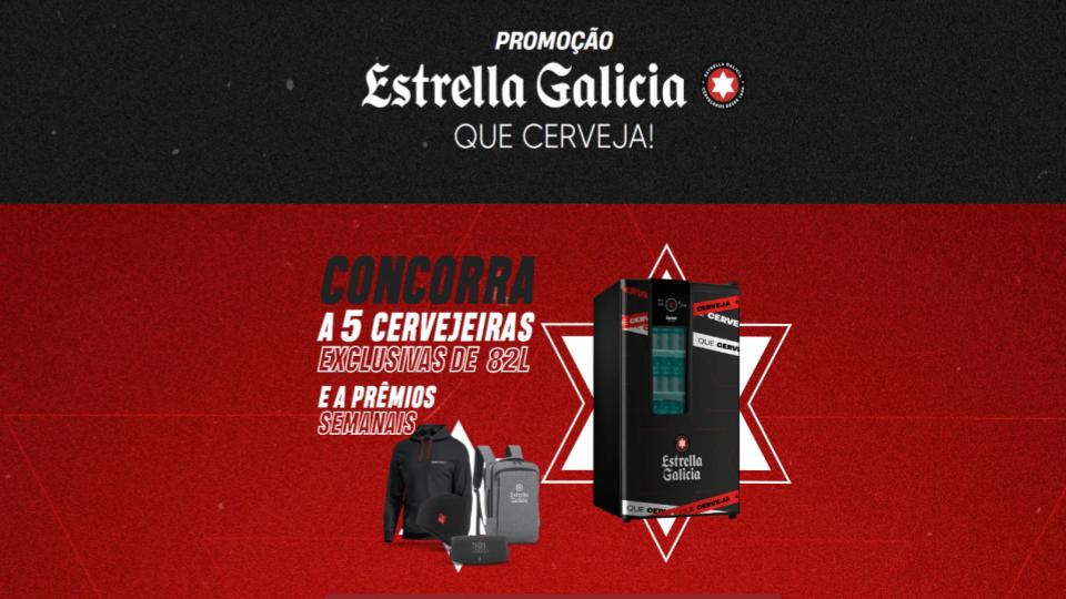 A Estrella Galicia, distribuída pela Coca-Cola FEMSA Brasil, anuncia a promoção "Estrella Galicia - Que Cerveja!".