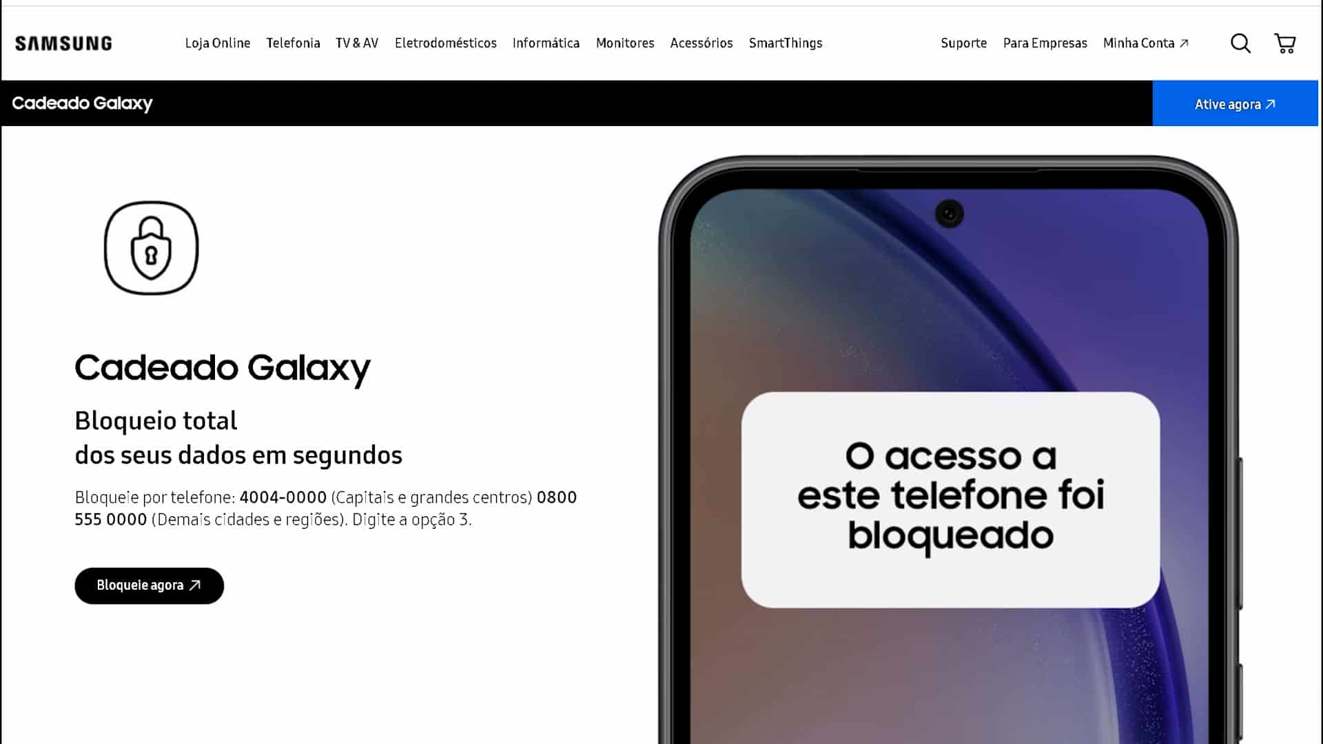 Cadeado Galaxy bloqueia celular da Samsung de forma simples