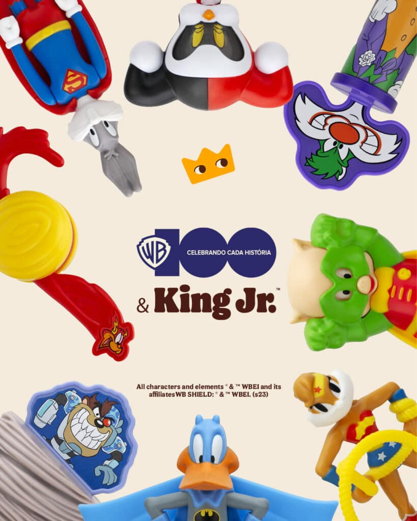 Burger King celebra os 100 anos da Warner Bros. com personagens do Looney Tunes especiais no combo do King Jr.