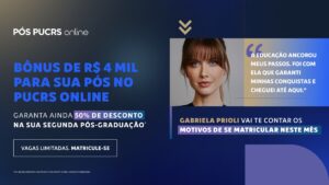 A PUCRS Online, com solução digital do UOL EdTech, lança nova campanha com participação da apresentadora e advogada Gabriela Prioli.