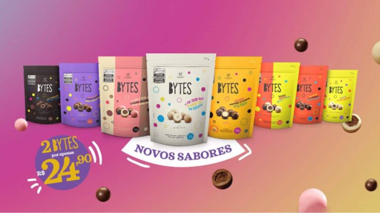 A Cacau Show traz para sua campanha de Bytes desse ano algumas novidades: novas embalagens e também novos sabores.