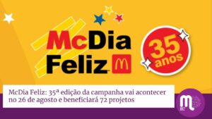A 35ª edição do McDia Feliz está chegando, e acontecerá no dia 26 de agosto, com tíquetes antecipados já disponíveis para compra.