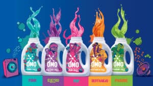 A OMO apresenta o OMO Vibes, sabão líquido com 5 embalagens e 5 fragrâncias diferentes, em collab com o Spotify.