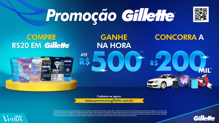 Gillette, marca número 1 em lâminas descartáveis do mundo, acaba de anunciar uma promoção para presentear consumidores na hora.
