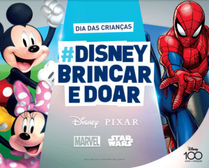 A The Walt Disney Company Brasil apresenta a campanha Disney Brincar e Doar para o Dia das Crianças de 2023.