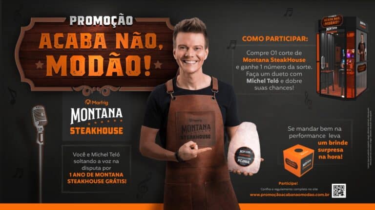 A Marfrig lançou mais uma campanha de trade marketing, protagonizada pelo cantor Michel Teló e voltada para a Montana Steakhouse.