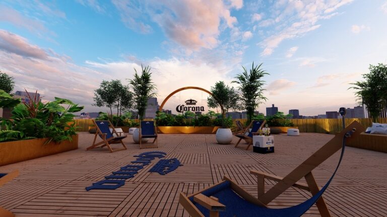 Corona achou um jeito diferente de ajudar as pessoas a se reconectarem com o sol em meio à paisagem urbana com um nova experiência.